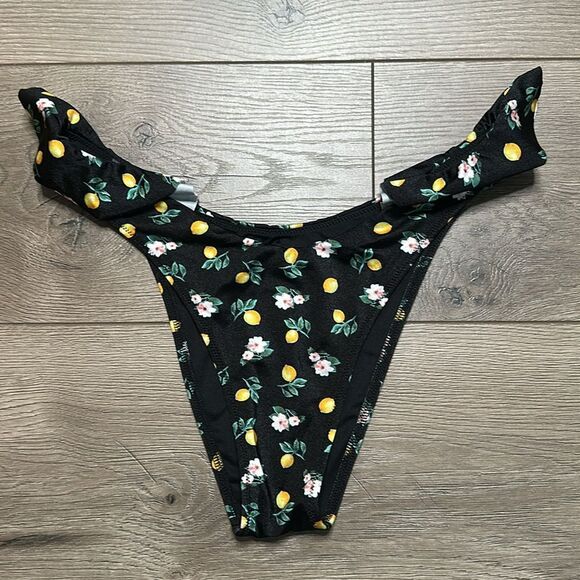 Victoria’s Secret Brazilian Cut‎ Black Lemon Two Piece Bikini Swimsuit Medium - Picture 5 of 14